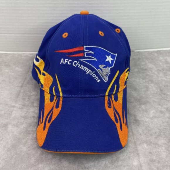 New England Patriots Hat Adult Blue Vintage Retro Flames NFL Football RARE OSFM - Picture 1 of 10